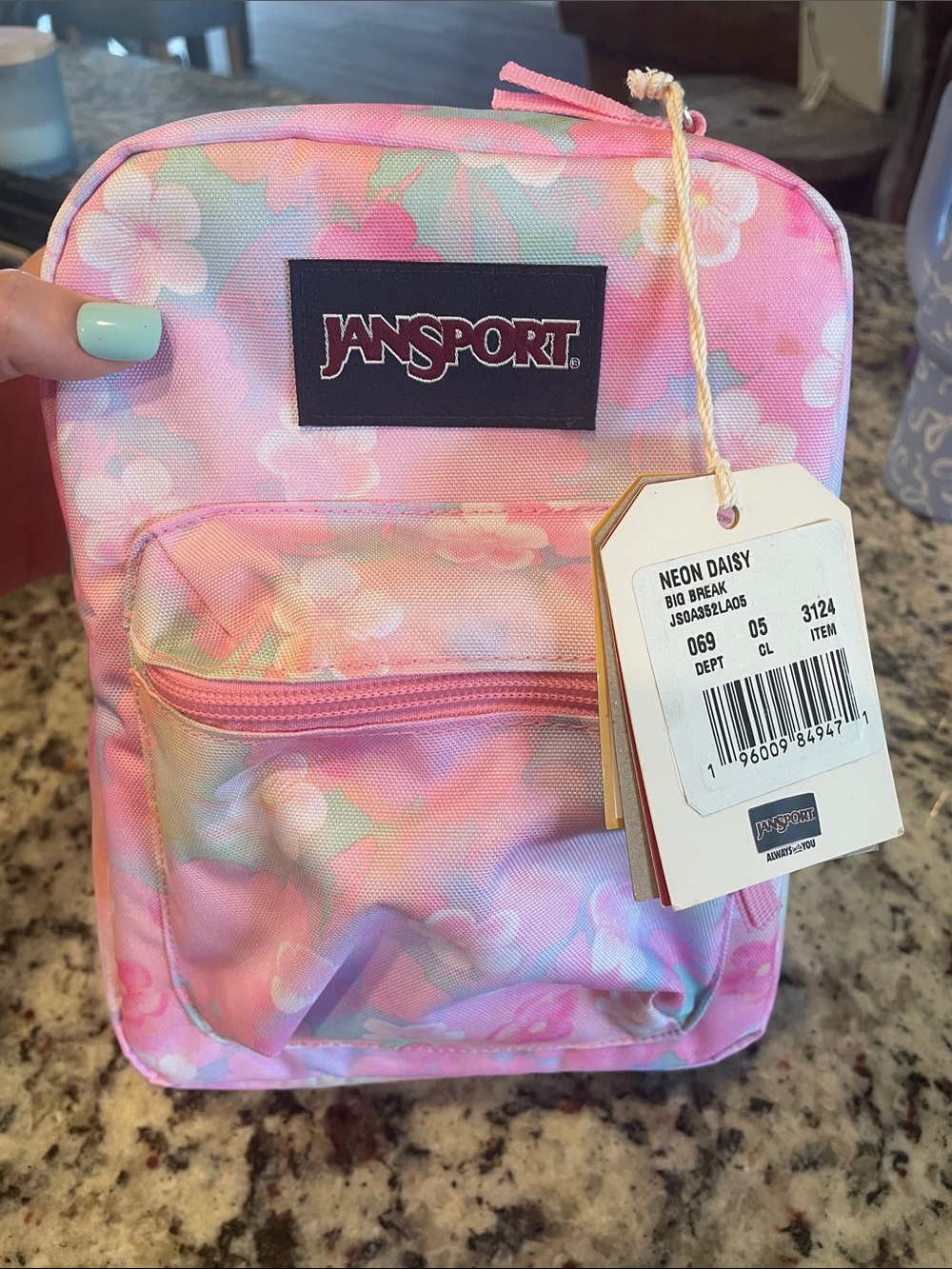 Jansport Pink Neon Daisy Mini Lunch Backpack